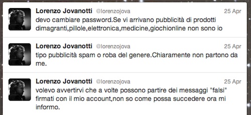 L'account Twitter di Jovanotti è stato violato 