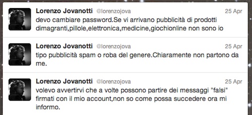 Jovanotti account Twitter violato