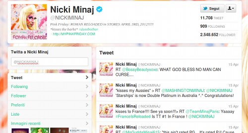 Nicki Minaj ritorna su Twitter ma perde 10 milioni di followers