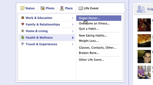 Facebook donazione organi