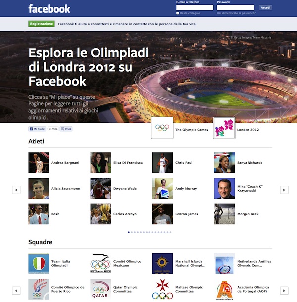 Olimpiadi 2012 Facebook