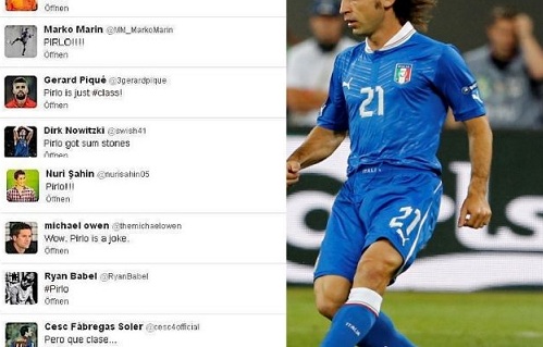 Europei 2012, Andrea Pirlo esaltato su Twitter