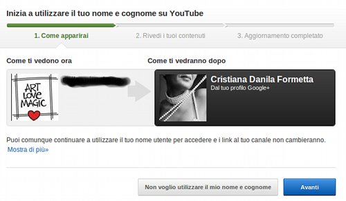 YouTube ti invita a usare il tuo nome al posto del nickname