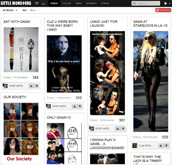 Social network Lady  Gaga