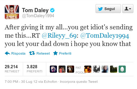 Olimpiadi 2012, offese a Tom Daley su Twitter: arrestato un diciassettenne
