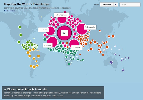 Facebook, arriva la mappa interattiva delle amicizie nel mondo 