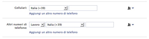 Facebook numeri di telefono 