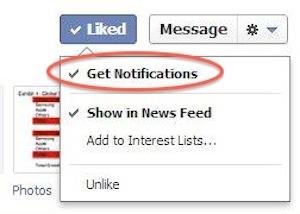 Facebook pulsante aggiornamenti pagine
