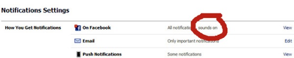 facebook notifiche sonore
