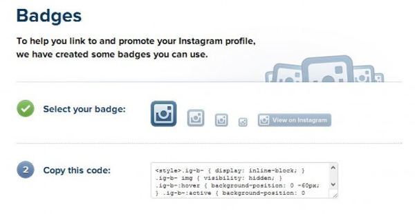 Instagram, badge per i profili web