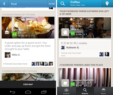 Foursquare: nuovi suggerimenti personalizzati con Facebook