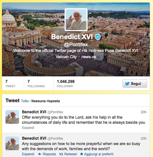 Papa Benedetto XVI su Twitter: ecco chi gestisce l'account @Pontifex