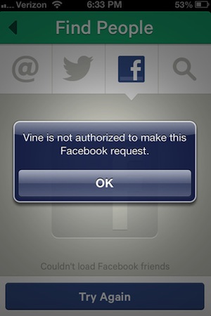 Blocco Facebook Vine