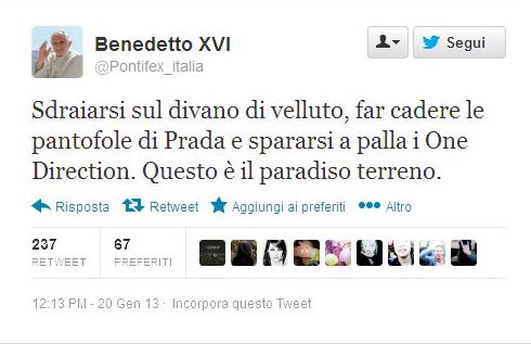 Falsi profili Twitter, clonato l'account di Benedetto XVI