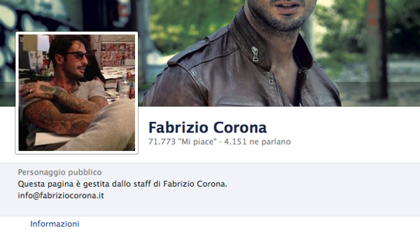 Fabrizio Corona latitante aggiorna Facebook con la geolocalizzazione attiva