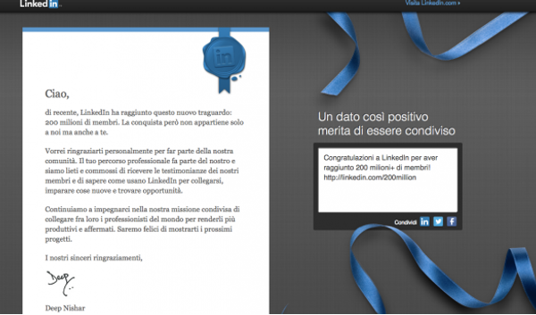 LinkedIn a quota 200 milioni di utenti