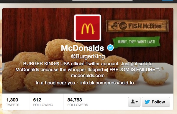 Burger King profilo twitter hacker McDonald's