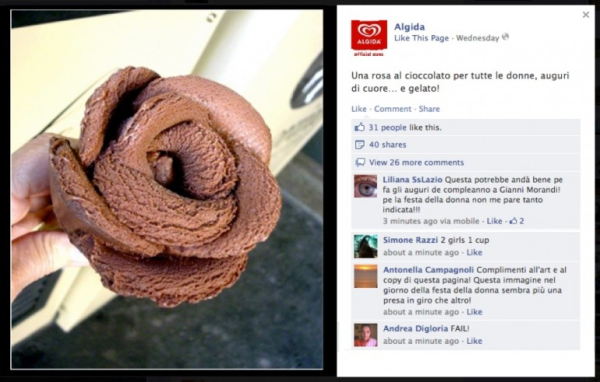 Algida e la rosa di cioccolato su Facebook