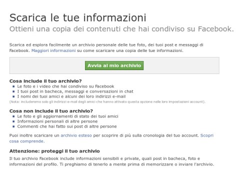 Come scaricare una copia dei dati e delle tue foto su Facebook