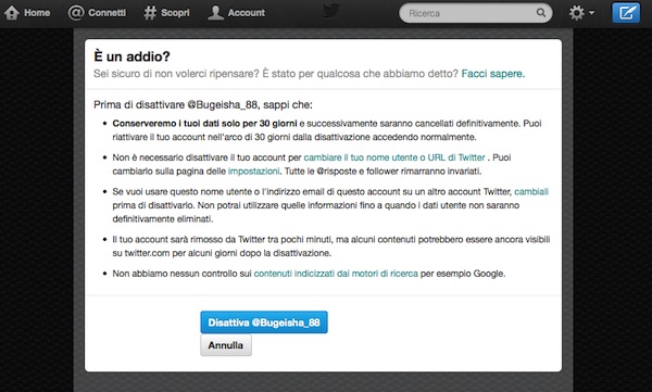 Come cancellarsi da Twitter