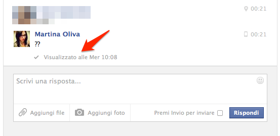 Eliminare il visualizzato alle dai messaggi Facebook