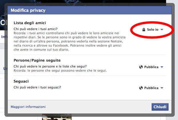 Come nascondere gli amici su Facebook