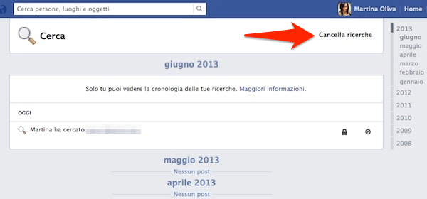 Come eliminare la cronologia delle ricerche su Facebook