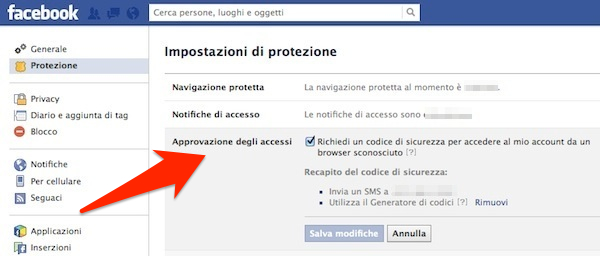 Come attivare l'autenticazione a due fattori su Facebook