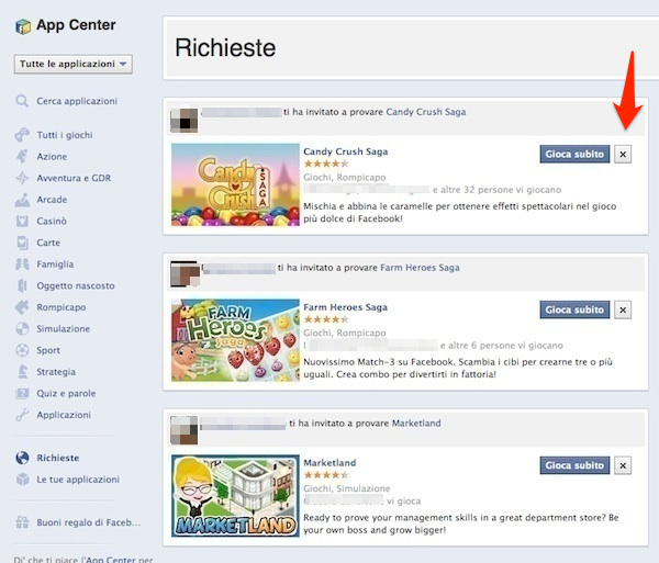 Come bloccare le richieste di giochi e applicazioni su Facebook