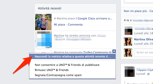 Come nascondere attività recenti su Facebook