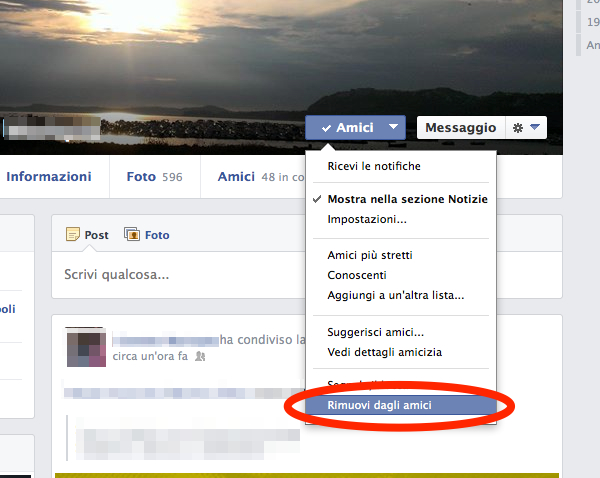 Come rimuovere amici da Facebook