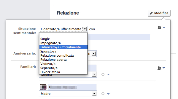 Come cambiare la situazione sentimentale su Facebook