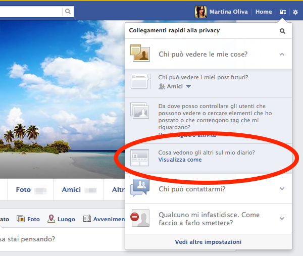 Scoprire come gli altri vedono il tuo profilo Facebook