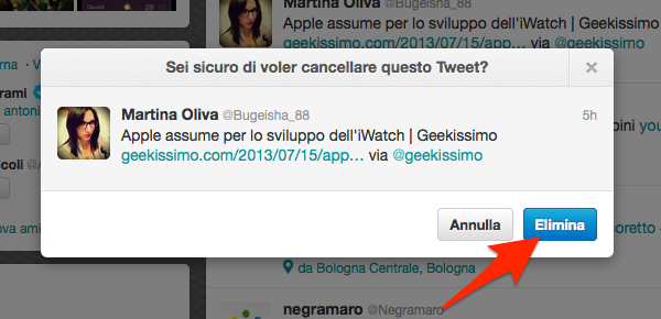 Come cancellare i tweet