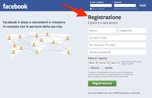 Come iscriversi su Facebook 