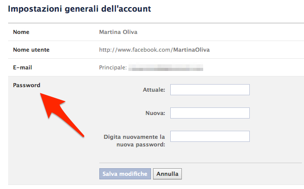 Come cambiare la password di Facebook