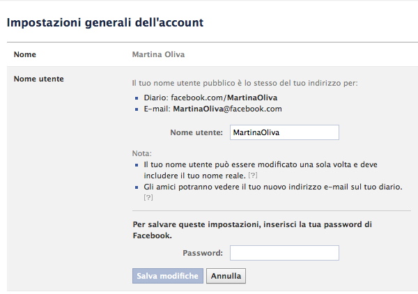 Come cambiare l'username di Facebook