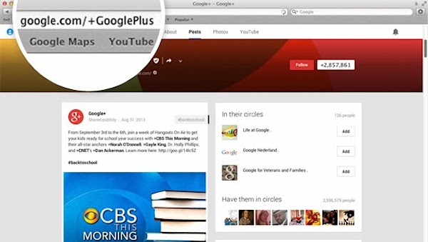Google+, URL personalizzati per tutti