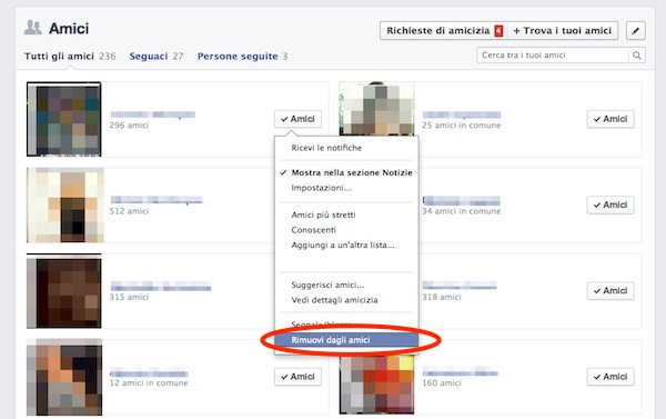 Come togliere l'amicizia su Facebook