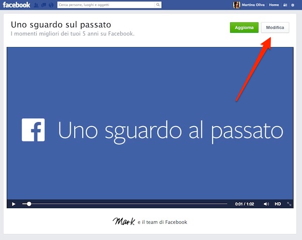 Facebook: come modificare il video Uno sguardo al passato