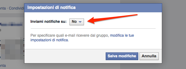 Come disattivare le notifiche dei gruppi Facebook