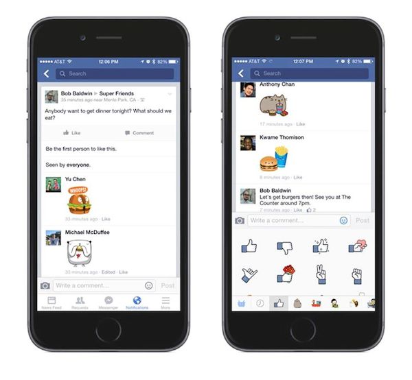 Facebook, ora è possibile usare gli adesivi nei commenti