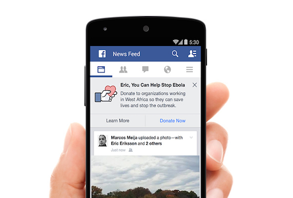 Facebook e l'Ebola, introdotto il pulsante per le donazioni