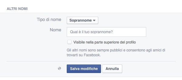 Come aggiungere nome tra parentesi su Facebook