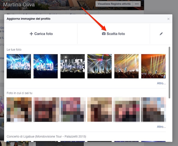 Come scattare foto su Facebook