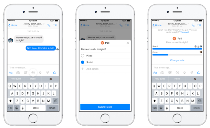 Facebook, su Messenger arrivano i sondaggi