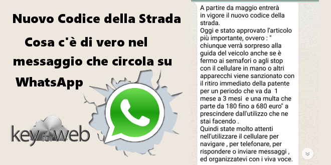 Messaggio Whatsapp sul nuovo codice della strada: chiarimenti per chi usa lo smartphone alla guida