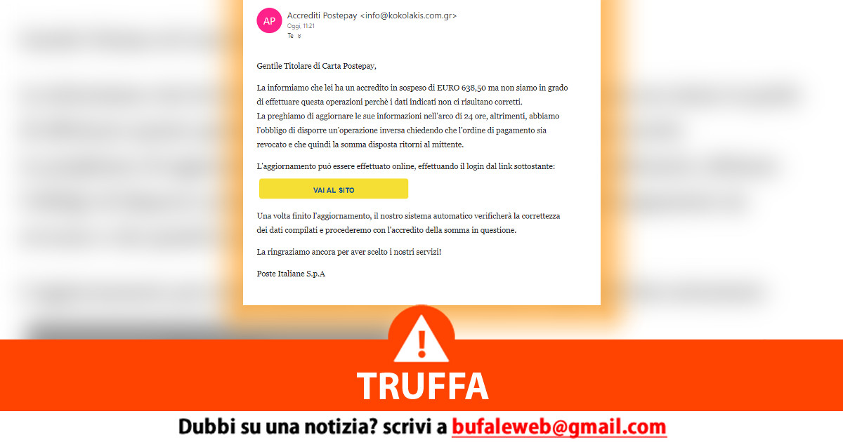 Ennesima truffa PostePay, attenzione ad una nuova email del 22 marzo